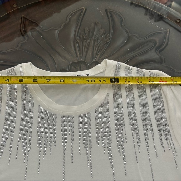 💎Ivory super soft tee with silver rhinestone details med - Picture 8 of 9